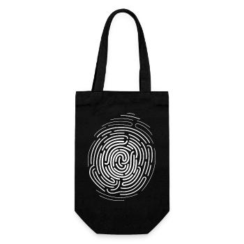 Fingerabdruck DNA Daumen Zeichen Symbol Logo Bild - Geschenkbeutel für Flaschen - Schwarz - Vorne
