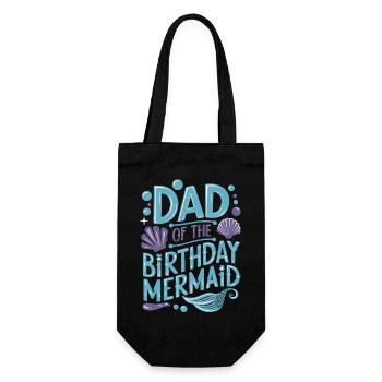 Dad Of The Birthday Mermaid Family Matching Party - Gift Bag for Bottles - black - Front