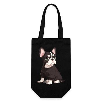 Niedliche Bulldogge Mops Hund - Geschenkbeutel für Flaschen - Schwarz - Vorne