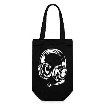 gaming kopfhörer games illustration Gamer Symbol - Geschenkbeutel für Flaschen - Schwarz - Vorne