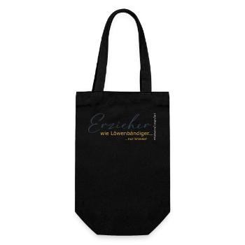 Erzieher - wie Löwenbändiger, nur krasser - Geschenkbeutel für Flaschen - Schwarz - Vorne