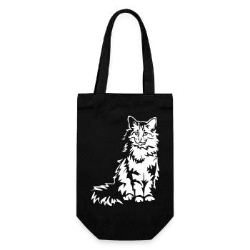 Norwegische Waldkatze "Black Edition" - Geschenkbeutel für Flaschen - Schwarz - Vorne