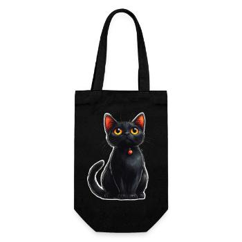 Schwarze Katze - Geschenkbeutel für Flaschen - Schwarz - Vorne