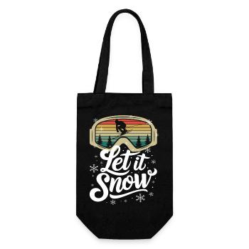 Let It Snow Ski Winterlandschaft Schneelandschaft - Geschenkbeutel für Flaschen - Schwarz - Vorne