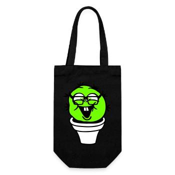 Cactus Nerd Face Prickly Horn-rimmed Glasses Cool Geek - Gift Bag for Bottles - black - Front