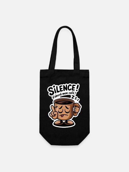silence! D'abord mon café - humour - Sac à bouteille - noir