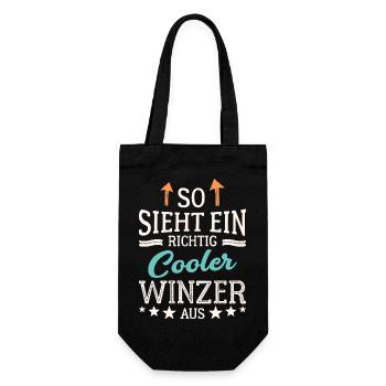 So sieht ein cooler Winzer aus Kellerei Wein - Geschenkbeutel für Flaschen - Schwarz - Vorne