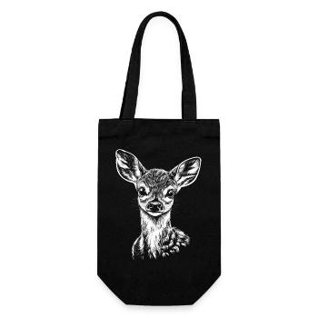 Reh Portrait Waldtier Wildtier Rehe Rehkitz - Geschenkbeutel für Flaschen - Schwarz - Vorne