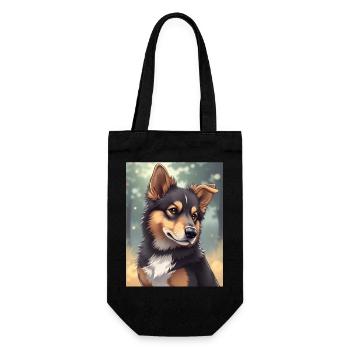 Süßer Hund im Anime-Stil - Geschenkbeutel für Flaschen - Schwarz - Vorne