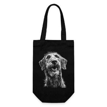 Irish Wolfhound Portrait Hunde Hund Wolfshund - Geschenkbeutel für Flaschen - Schwarz - Vorne