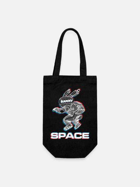 Abstrakter Space Bunny mit 3D-Effekt - Geschenkbeutel für Flaschen - Schwarz
