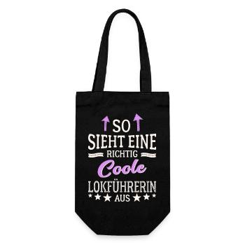 So sieht eine richtig coole Lokführerin aus - Geschenkbeutel für Flaschen - Schwarz - Vorne