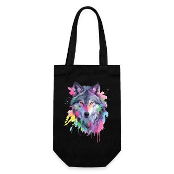 Loup loup tête prédateur forêt Nature sauvage Art - Sac à bouteille - noir - Devant