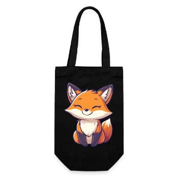 Renard mignon et heureux dans le style dessin animé - Sac à bouteille - noir - Devant