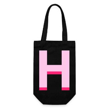 Pop und moderner rosa Buchstabe h - Geschenkbeutel für Flaschen - Schwarz - Vorne