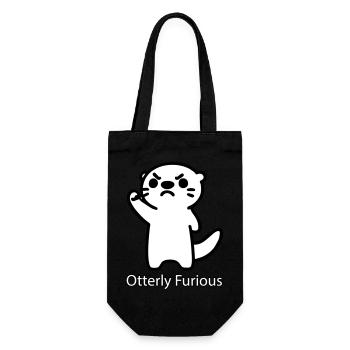 Angry Otter raising his fist - Otterly Furious - Gift Bag for Bottles - black - Front