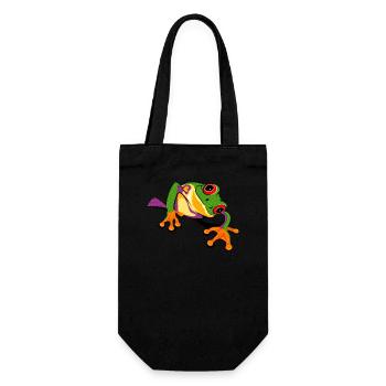 Frosch Regenwald comic frog Umweltschutz - Geschenkbeutel für Flaschen - Schwarz - Vorne