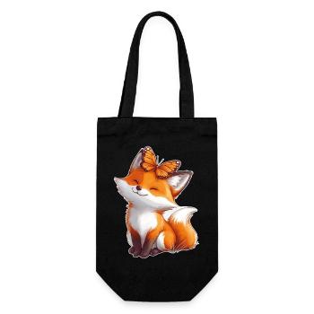 Fox with Butterfly - Gift Bag for Bottles - black - Front