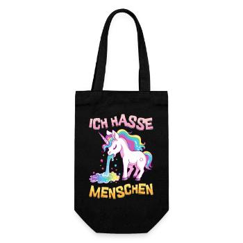 I Hate People Unicorn Puking Rainbow Funny - Gift Bag for Bottles - black - Front