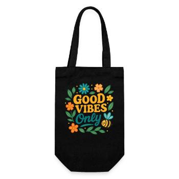 gute Stimmung | farbiges Sommer Design - Geschenkbeutel für Flaschen - Schwarz - Vorne