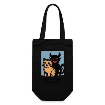 Mignon Extérieur Chaos À L’intérieur Diabolique Chat Drôle Chemise - Sac à bouteille - noir - Devant