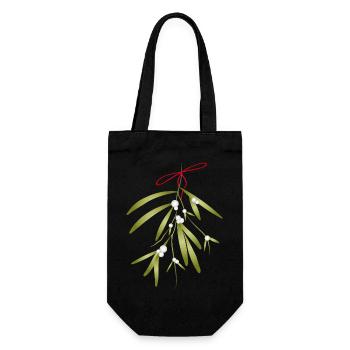 Gui et baies blanches illustrés de manière festive - Sac à bouteille - noir - Devant
