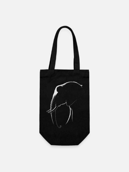 Elephant Silhouette – Elegance in Black and White - Gift Bag for Bottles - black