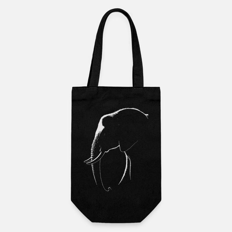 Silhouette d’éléphant – L’élégance en noir et blanc - Sac à bouteille - noir