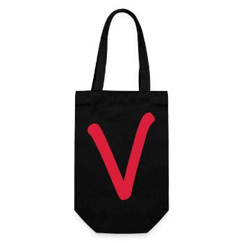 V - einfach nur V - Geschenkbeutel für Flaschen - Schwarz - Vorne