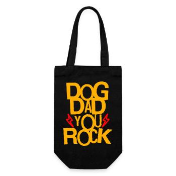 Hundepapa – Du rockst einfach! - Geschenkbeutel für Flaschen - Schwarz - Vorne