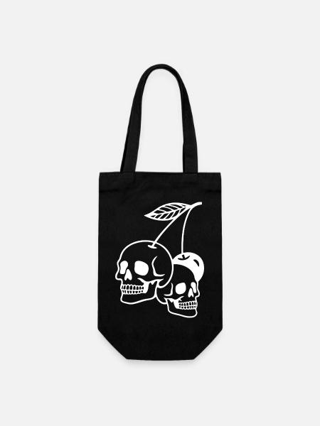 Dunkle Kirsche Schädel Illustration - Geschenkbeutel für Flaschen - Schwarz