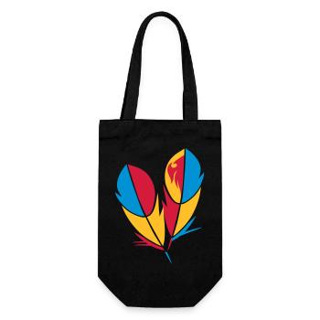 Two colorful feathers in bright colors - Gift Bag for Bottles - black - Front