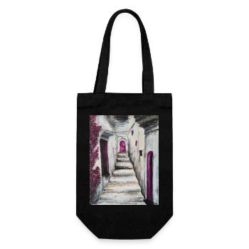 Sunlit Whitewashed Stairs with Pink Accents Greece - Gift Bag for Bottles - black - Front