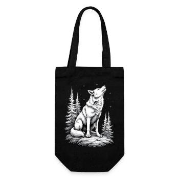 Wolf Zeichnung Skizze Illustration Schwarz Weiß - Geschenkbeutel für Flaschen - Schwarz - Vorne