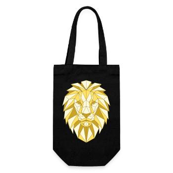 Tête de lion géométrique dans les tons dorés - Sac à bouteille - noir - Devant