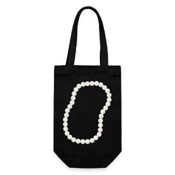 Elegantes Perlenketten-Design - Geschenkbeutel für Flaschen - Schwarz - Vorne