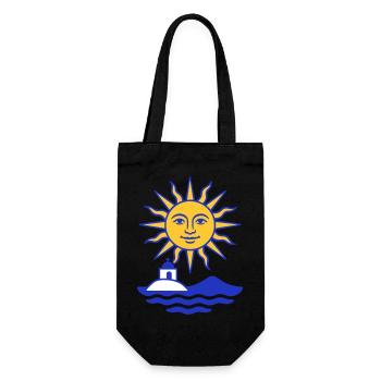 Greece Sun: Sonne, Wasser, Kapelle - Geschenkbeutel für Flaschen - Schwarz - Vorne