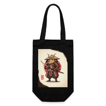Anthropomorphe Ratten-Samurai in Rüstung - Geschenkbeutel für Flaschen - Schwarz - Vorne