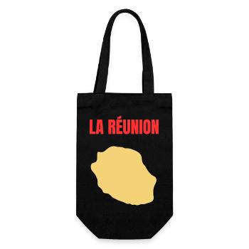 T-Shirt mit goldener Karte auf der Insel La Réunion - Geschenkbeutel für Flaschen - Schwarz - Vorne