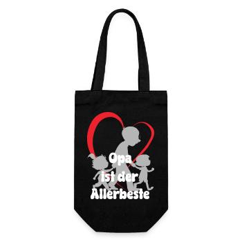Opa ist der Allerbeste Opa mit Enkelkinder - Geschenkbeutel für Flaschen - Schwarz - Vorne