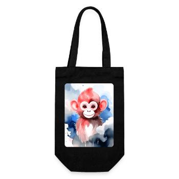 Little Monkey (Portrait) (Reddish-Brown) - Gift Bag for Bottles - black - Front