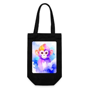 Little Monkey (Portrait) (Purple Watercolor) - Gift Bag for Bottles - black - Front