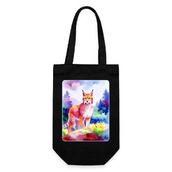 Lynx in the mountain forest (watercolour) - Gift Bag for Bottles - black - Front