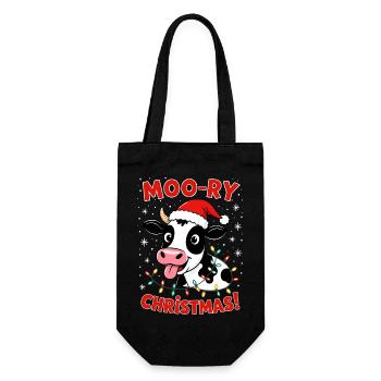 Kuh Weihnachtspullover Landwirt Merry Christmas  - Geschenkbeutel für Flaschen - Schwarz - Vorne