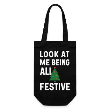 Look At Me Being All Festive, Christmas Tree  - Gift Bag for Bottles - black - Front