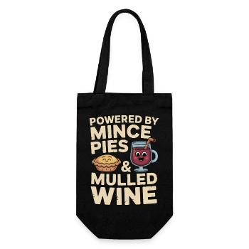 Powered by Mince Pies & Mulled Wine - Gift Bag for Bottles - black - Front