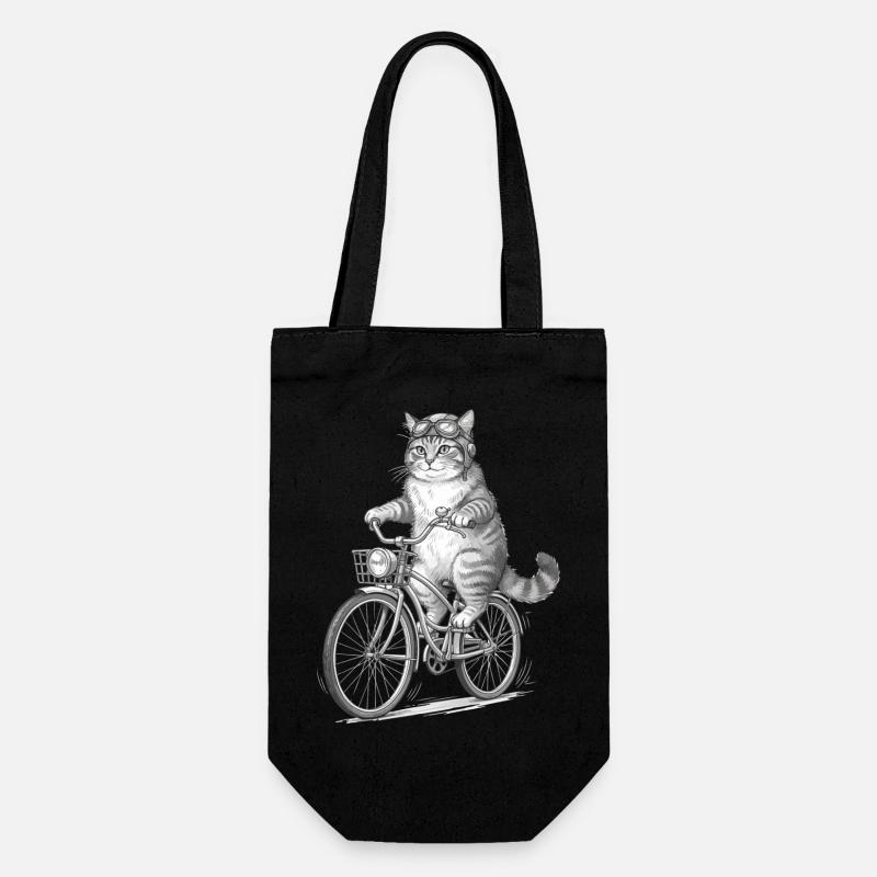 Katzenradfahrer mit Schutzbrille - Geschenkbeutel für Flaschen - Schwarz