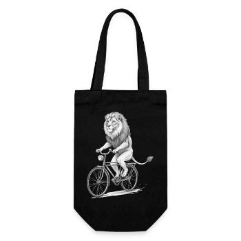 Lion Rider monochromes Fahrrad - Geschenkbeutel für Flaschen - Schwarz - Vorne