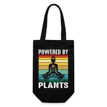Vegan Yoga Retro Design – Powered by Plants - Gift Bag for Bottles - black - Front