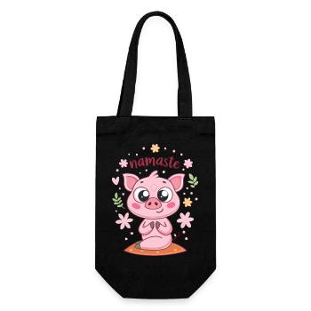 Süßes Ferkel Namaste Floral Kawaii - Geschenkbeutel für Flaschen - Schwarz - Vorne